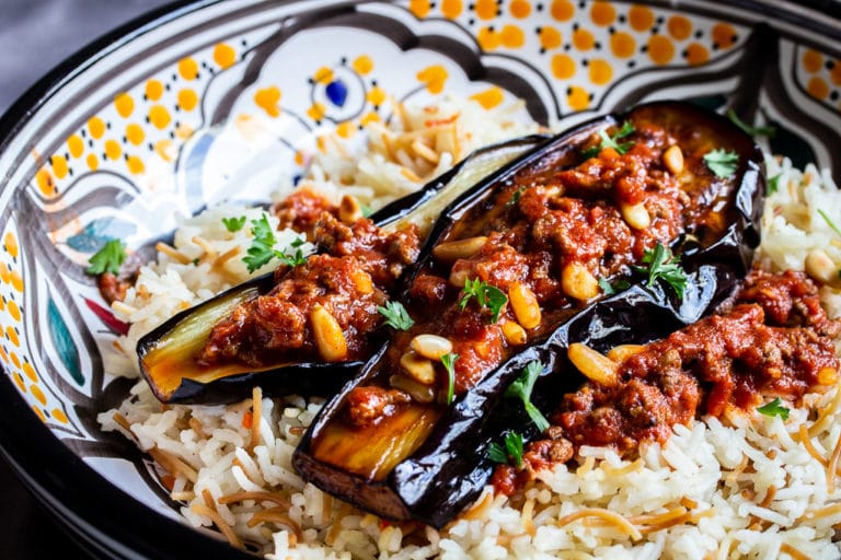 Aubergine with minced ragout