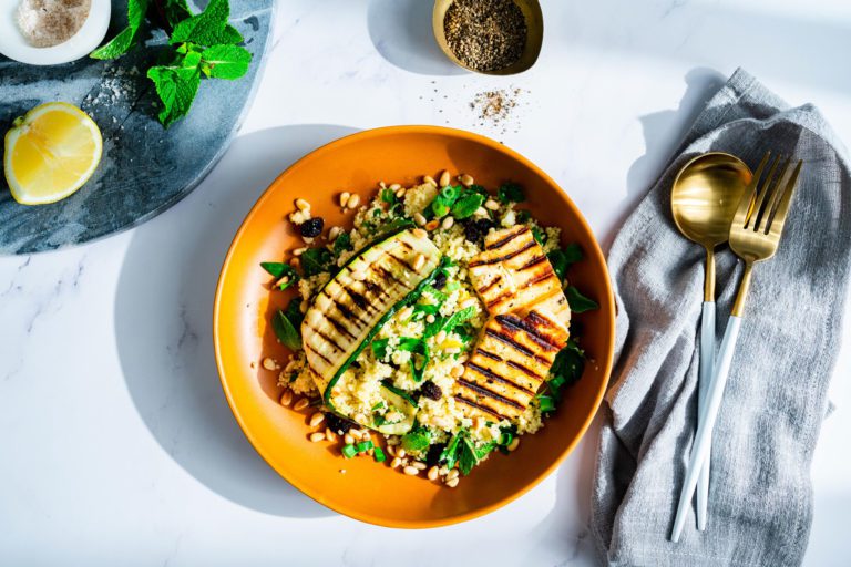 Couscous salad with halloumi and courgettes