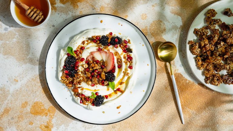 Labneh with granola and berries